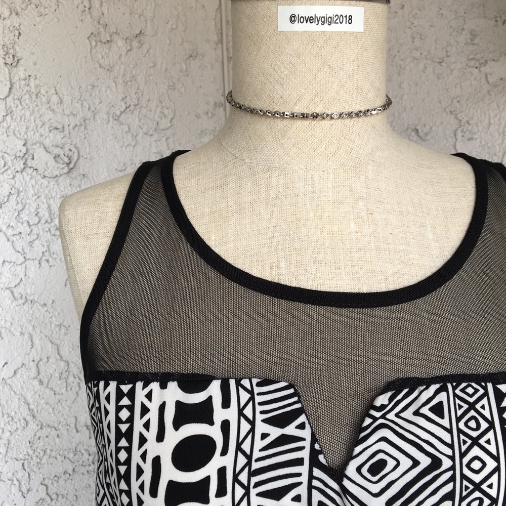 Top Mesh Black & White Pattern Dress